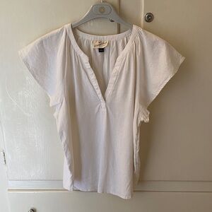 Universal Thread Target White Linen Blend Flutter Sleeve Blouse Top Shirt Small